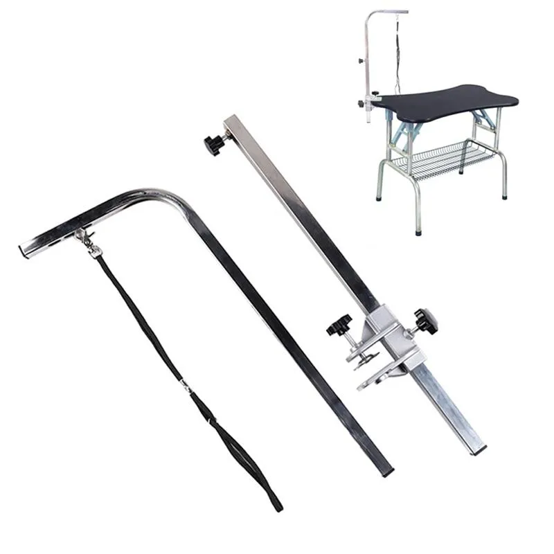 Dog Apparel 105cm Pets Grooming Bracket With Sling Adjustable Steel Suspender Table Arm Support Cat Holder For Bath Desk