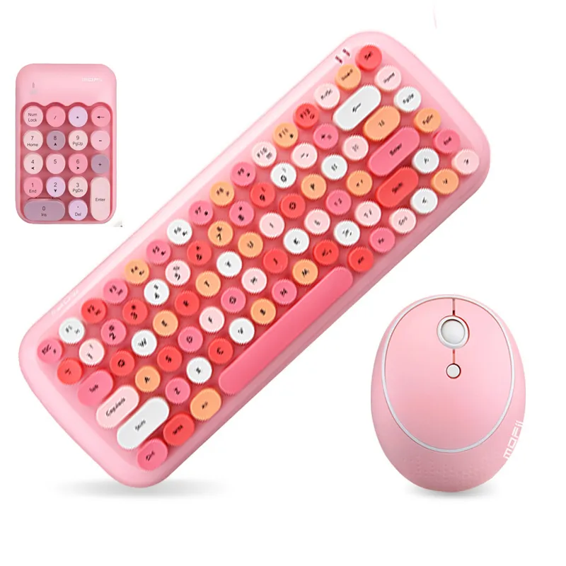 Jelly Comb Combos Desketop Laptop Notebook 2.4G Wireless Number Pad Pink Girl Keyboard and Mouse