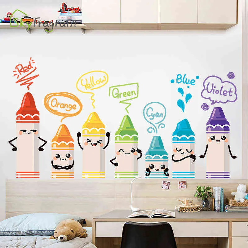 Креативные мультфильм наклейки стены для детских комнат детские спальни Стены Стены украшения самоклеющиеся дома наклейки 2111112