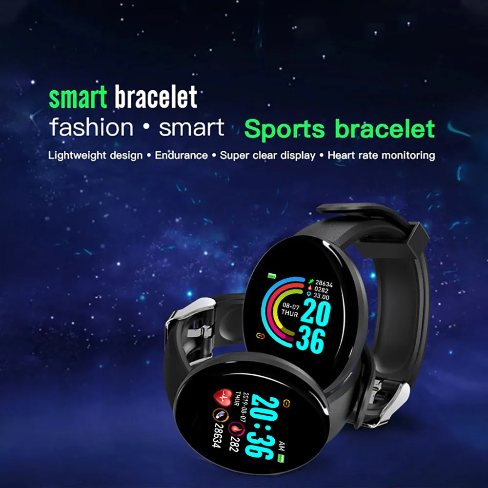 D18 Bluetooth Smart Watch Braccialetti Uomo Pressione sanguigna Smartwatch Donna Impermeabile Sport Frequenza cardiaca Fitness Tracker Smart Clock Orologi UF161