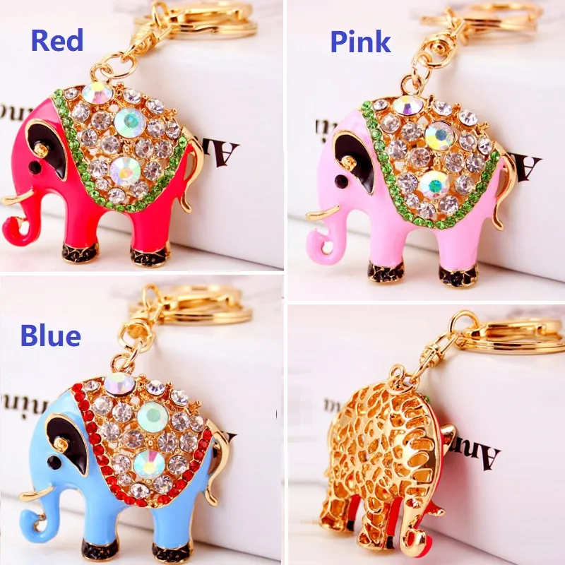 Bling Bling Crystal Llaveros Animal Elefante Colgante Metal Llavero Elefante Llavero Metal Llavero Ring Pequeño Regalo