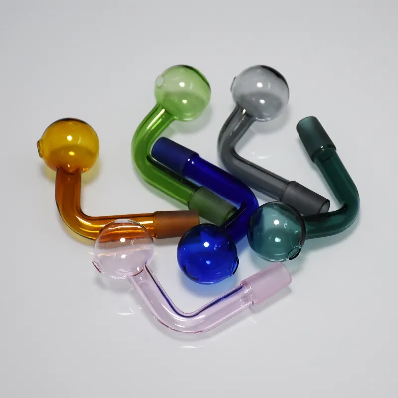 14mm manlig fog tjock pyrex glas transparent olja brännare pipes skål för rigg vatten bubbler bong adapter tobakspik 30mm stora skålar för att röka grön rosa brun blå