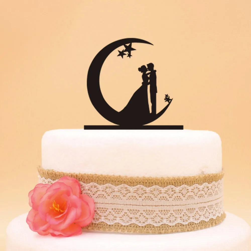 Mr e Mrs torta nuziale topper con cane Panca Silhouette Wedding Cake Topper  Decorazione nuziale Divertente torta nuziale Topper Torta rustica Topper -   Ital…