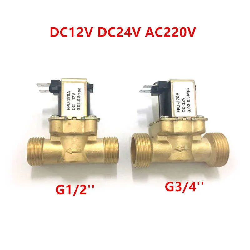 Ebowan Flow Switch G1 / 2 '' Brass Solenoid N / C 12V 24V 220V G3 / 4 '' för vattenvärmare 210727