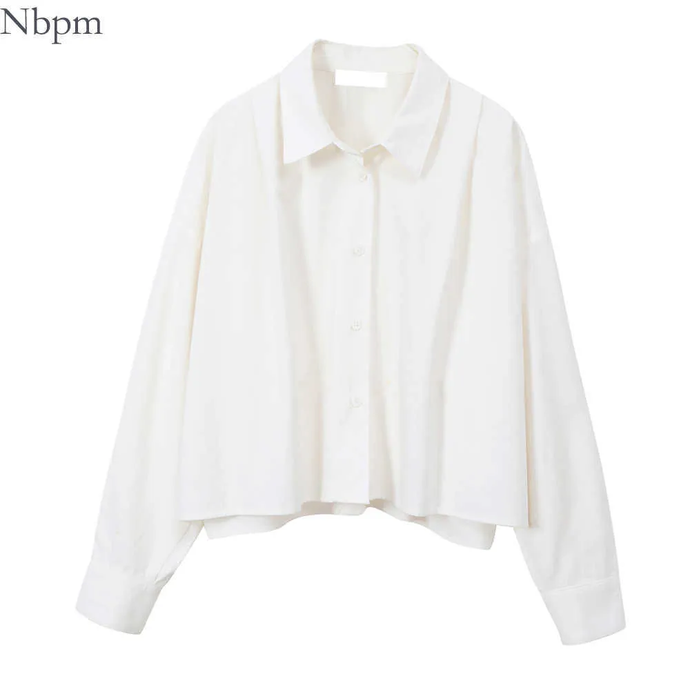NBPMスプリング婦人服のソリッドトップシングルブレストシャツブラウスチュニックエレガントなシャツ服女性ブリューズマザーホワイト210529