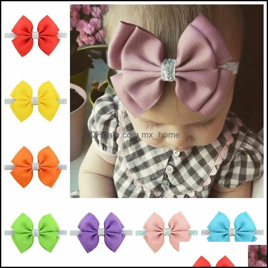 4 Inch Baby girls cute bow Tie Elastics Hair Headbands bowknot Ribbon Bows Accessories for Kids Hair Wrap Hairband Headwear