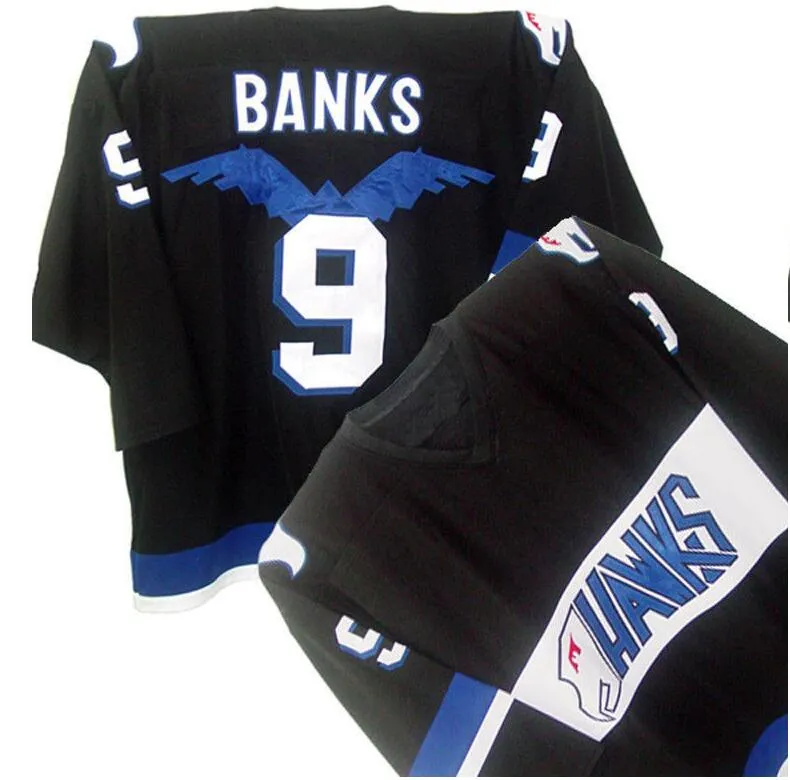 Movie Hockey 9 Adam Banks Jersey Slap All Stitched Black Color Away Breathable Sport Sale High Quality