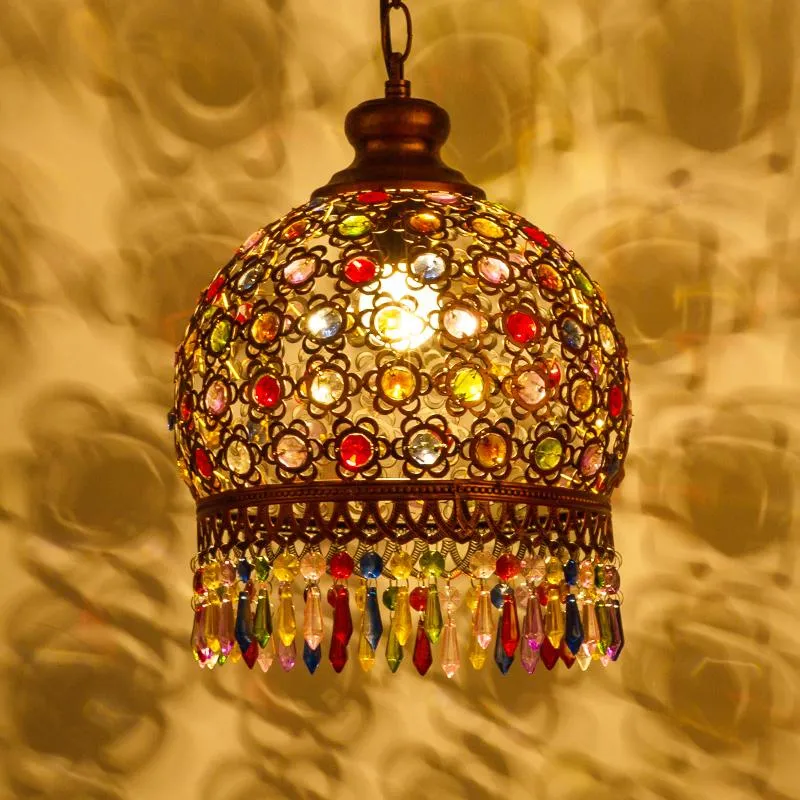 Hanglampen Maleisië Bohemen Lamp Vintage Iron Crystal Slaapkamer Eetkamer Armatuur