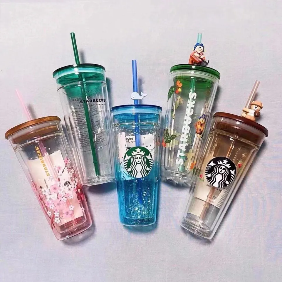 2021 Limited Edition Starbucks Mugs Large Capacity Glass Accompanying Cup with Straw