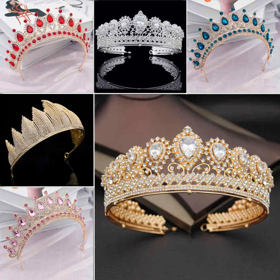 Gorgeous Zircon Headband Bride Crown head dress Bridal Tiara Crowns Princess Queen Diadem Party Wedding Hair Jewelry ornament