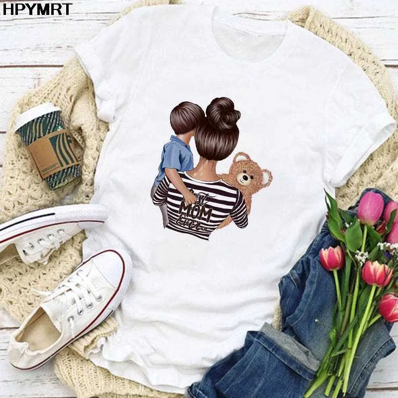 2020 NUEVO T SHIRTS Mujeres Mejor Mamá Impresión femenina Madre Dibujos animados Señoras Sexy Camiseta de manga corta de las mujeres Top Top Tshirt Ropa X0628