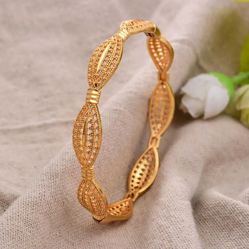 24k Dubai 1 unids/lote brazaletes de Color dorado para mujer oro novia boda pulsera África brazalete árabe joyería oro encanto niñas Q0719