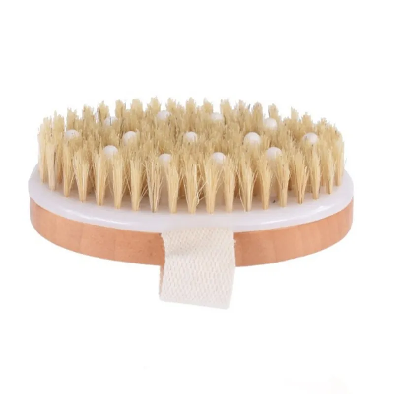 Oval Skin Body Soft natural bristle Brush ellipse Wooden Bath Shower Cleaning Brushes without Handle A216164