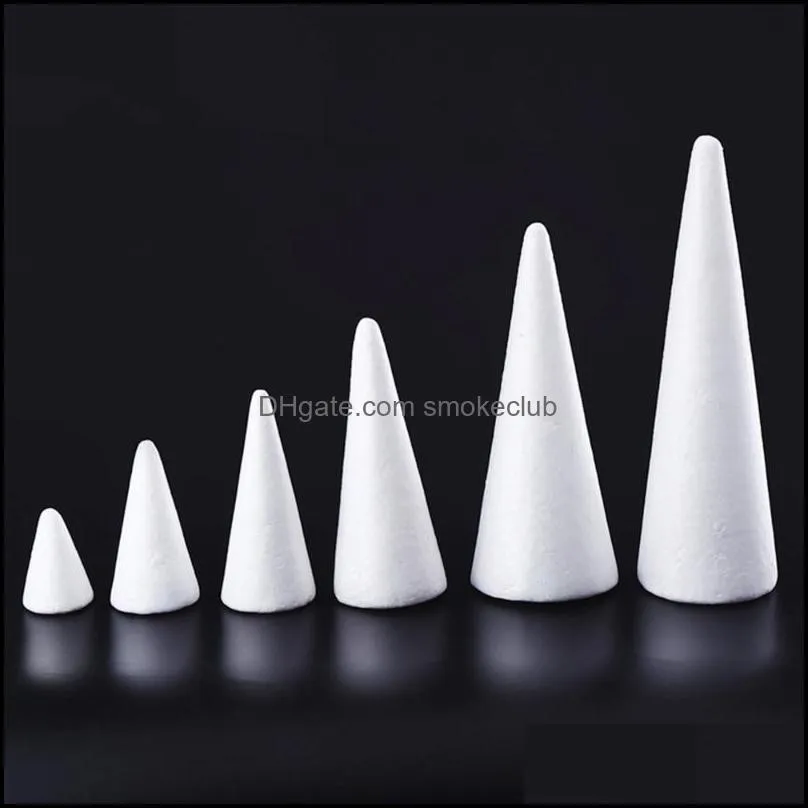 Party Decoration 30cm White Solid Foam DIY Cone Children Handmade Craft Accessories For Home Christmas