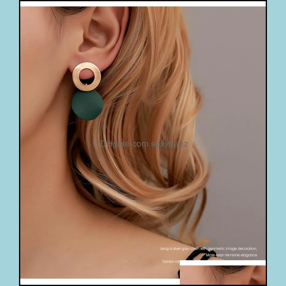 European Geometric Round Piece Stud Earrings Irregular Hollow Circle Gold Ear Drop For Women Business Alloy Fashion Earring Ornaments