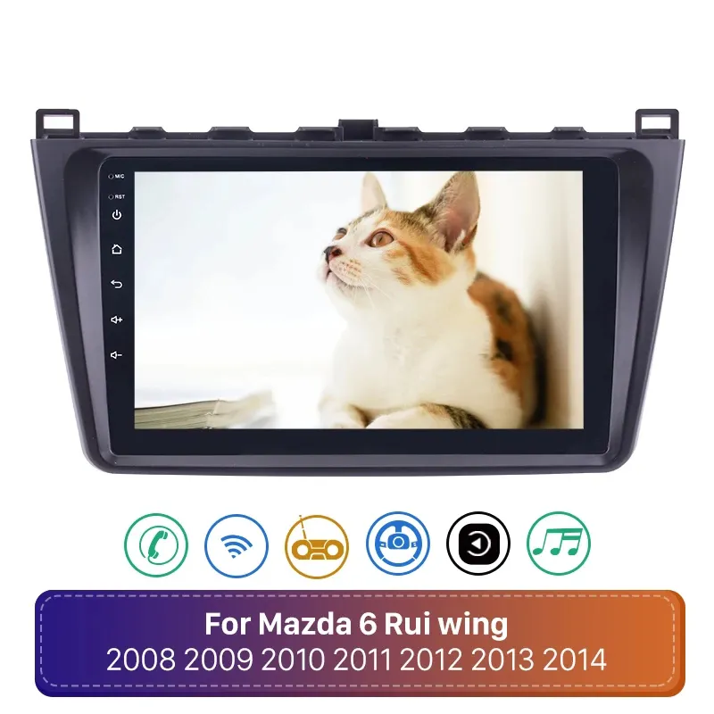 2din WiFi GPS-bil DVD Radio Android 10.0 DSP Multimedia Player för 2008-2015 Mazda 6 Rui Wing