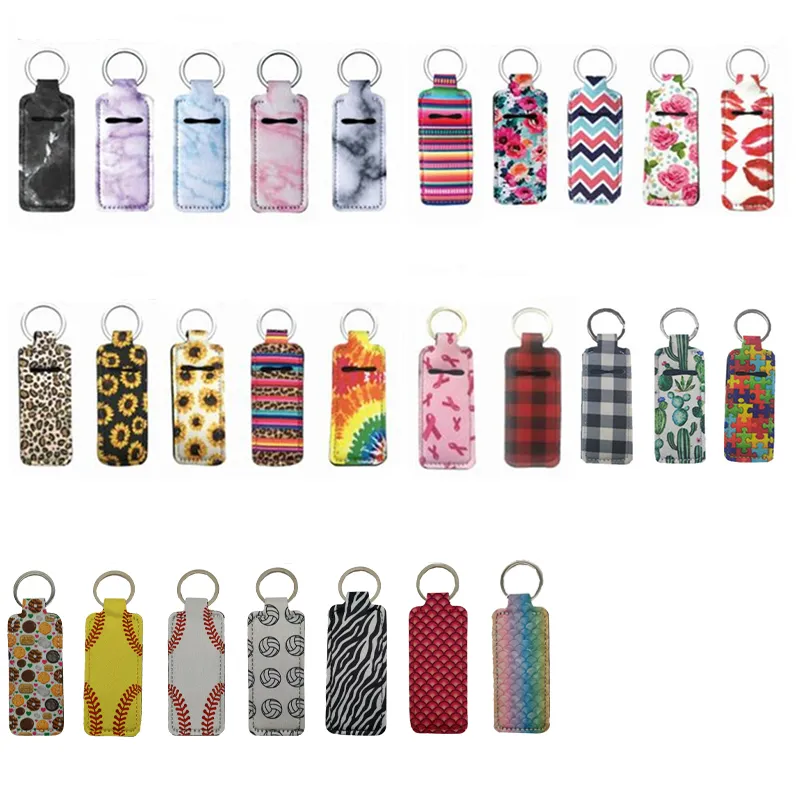 Läppglanshållare Keychain Neopren Chapstickhållare Läppstift Lip Balm Holderrectangulär form