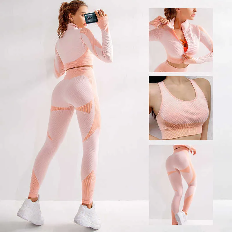 2/3Pcs Yoga Set Women Sportswear Outfit FitnSets Athletic Sports Wear Gym Clothing SeamlWorkout Clothes Running Leggings X0629