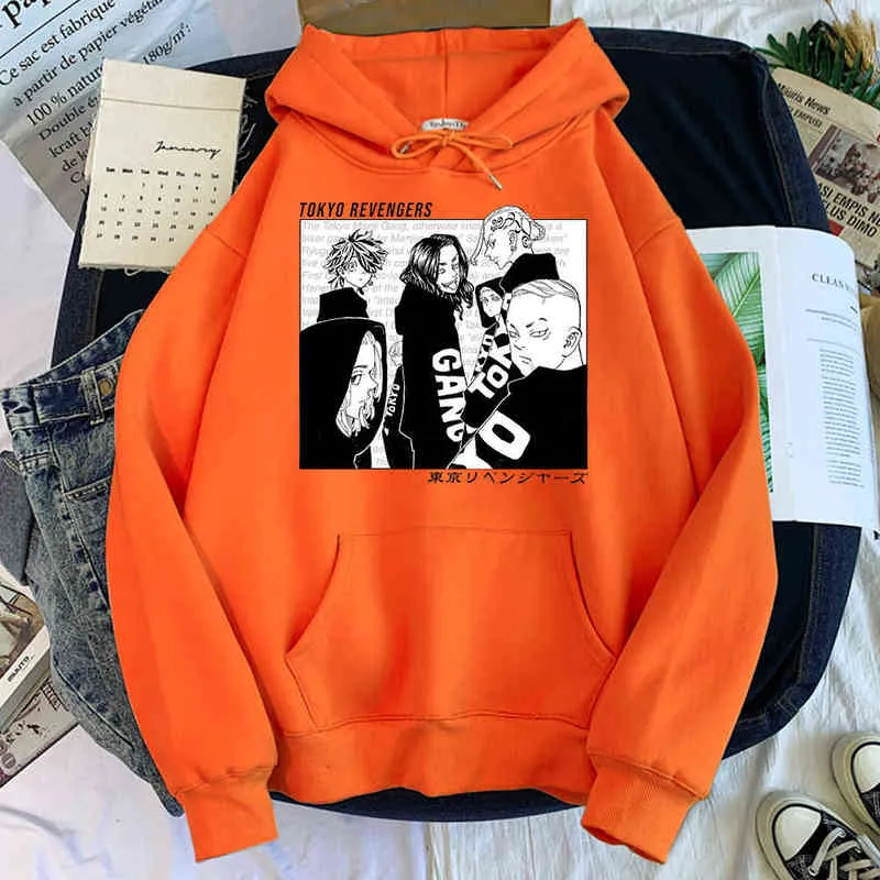 Anime Tokyo Revengers Imprimer Sweat À Capuche Hommes Mode Casual Survêtements Harajuku Vêtements Décontractés Polaire Chaud Surdimensionné Hoodies Pour Homme H1227