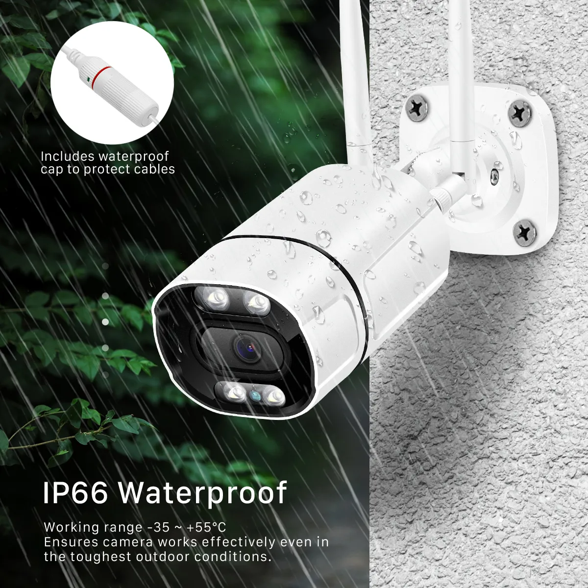 3MP HD Outdoor Security Camera - Wireless WiFi, Color Night Vision, PIR ...