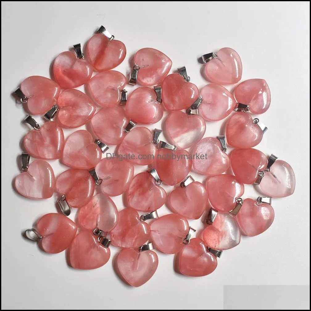 Natural Stone charms 20mm heart Love Tiger`s Eye Rose Quartz opal Pendant Rose Quartz Pendants Chakras Gem Stone fit earrings necklace making