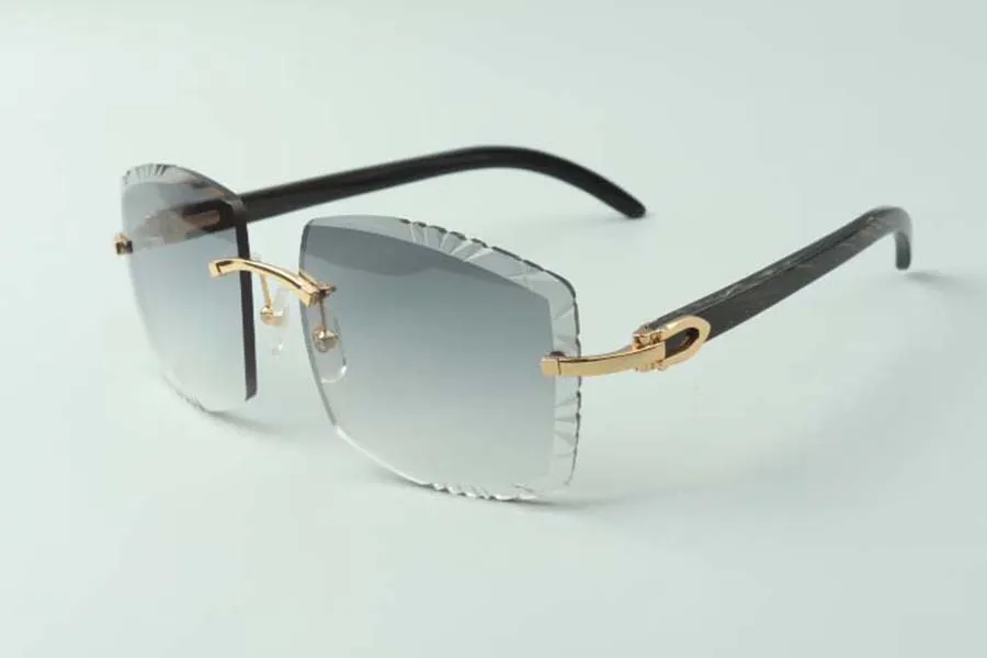 High End Designer Rimless Sunglasses Mens With Natural Black Textured