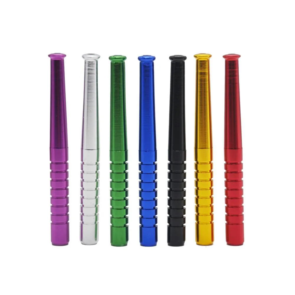 55mm 78mm colorful Baseball style Metal Cigarettes Smoking Tobacco Herb Pipes Aluminum One Hitter Pipe Snuff Snorter Cigarette