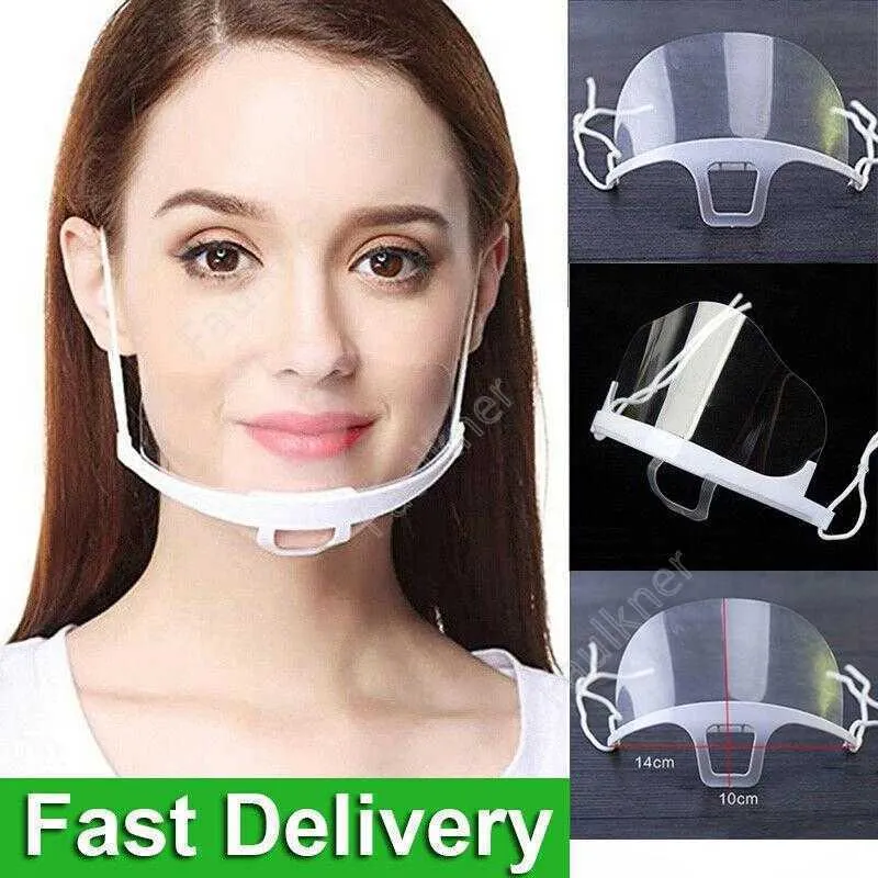 Multy-färg Mouth Shield Anti-Saliva Anti-dimma Face Shield Masker Transparent säkerhet Återanvändbar maskskydd DHL-frakt DAF136