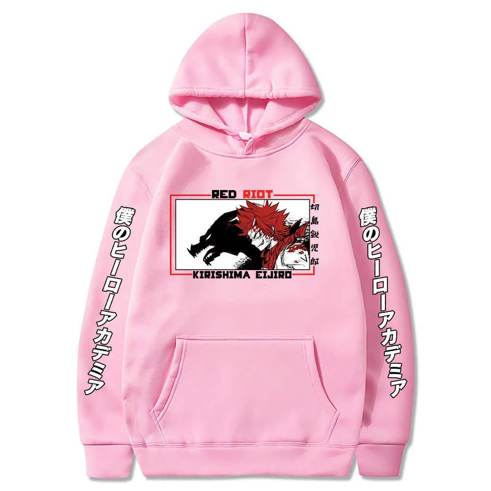 Mäns Hoodie Min Hero Academia Kirishima Eijiro Red Riot Grafiska Män / Kvinnor Hoodie Långärmad Sweatshirt Man Y0803