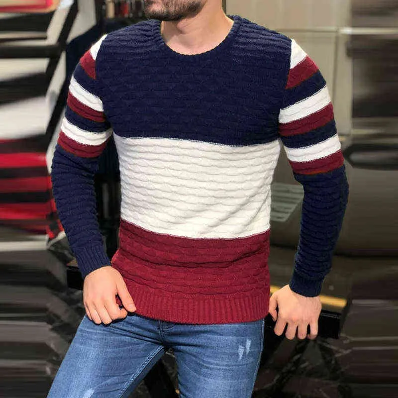 Casual O-Neck Striped Long Sleeve Knitting Sweaters