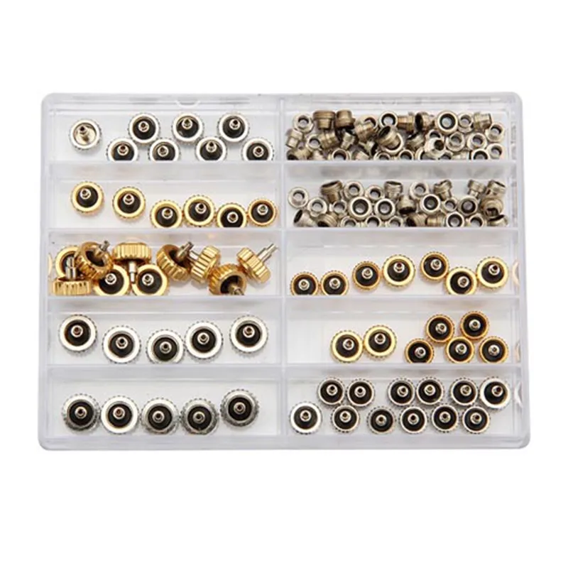 60pcs Watch Crown for Rolex Copper 5.3mm 6.0mm 7.0mm Silver Gold Repair Accessories Assortment Parts