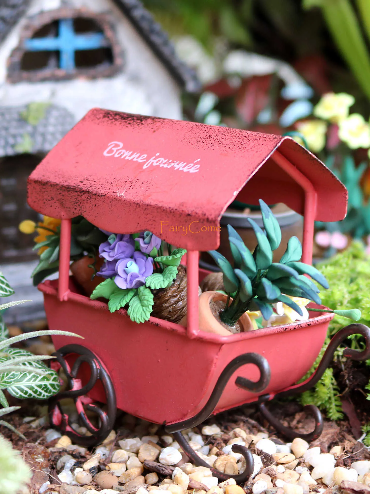 Chariots de Jardin Miniatures en Fer, Remorque Miniature d'Extérieur, Ornement, Accessoires pour Mini Maison