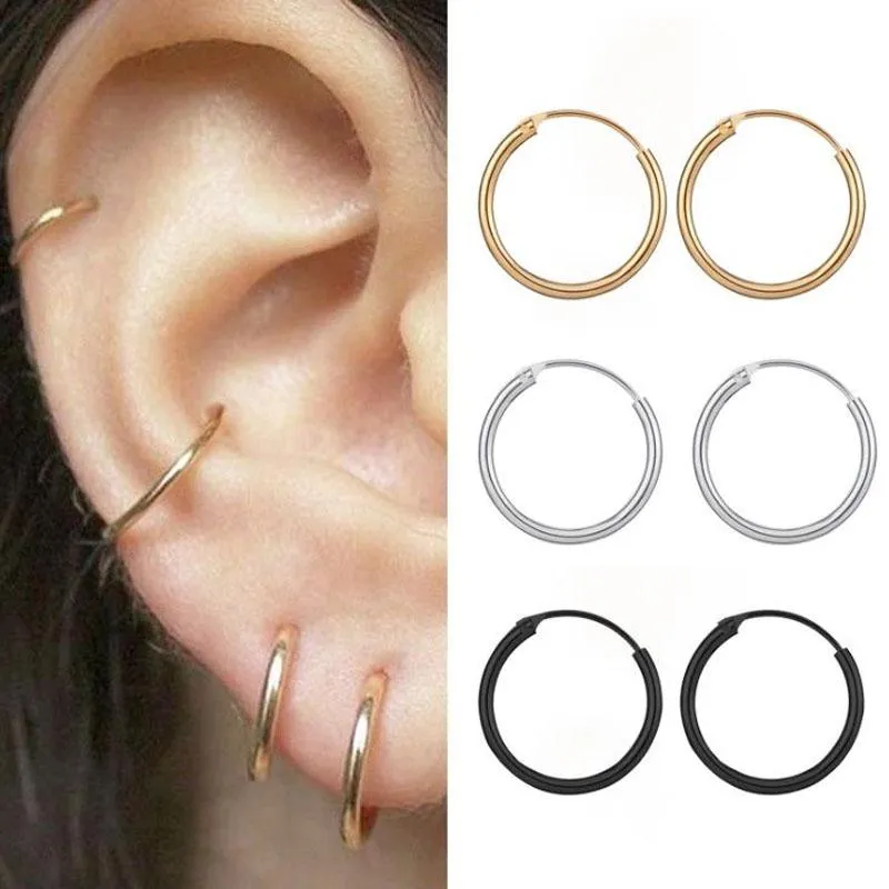 Hoop & Huggie 2021 Vintage Gold Multiple Dangle Small Circle Earrings For Women Jewelry Steampunk Ear Clip Gift