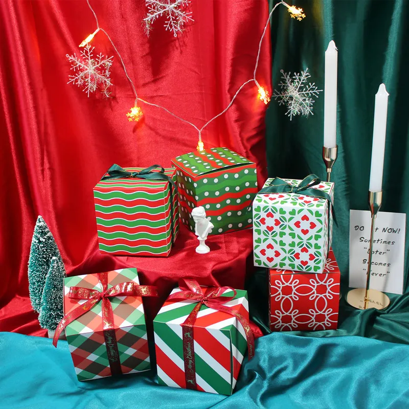 Set de 2 cajas navideñas de cartón, plegables, para regalos o golosinas