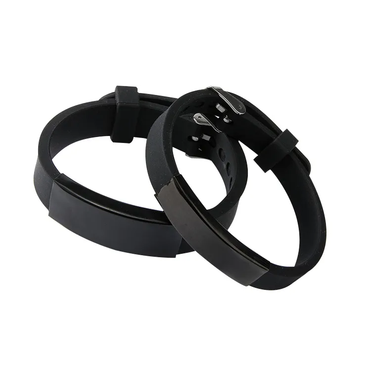 Custom ID Nome Nome de Silicone Identificação Pulseira Homens Punk Moda Amantes Preto Gravar Braceletes para Mulheres Amigos Presente