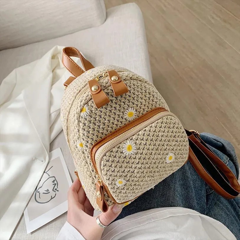 Kawaii Fashion Mini Backpacks For Girls Woven Design Ladies Bag
