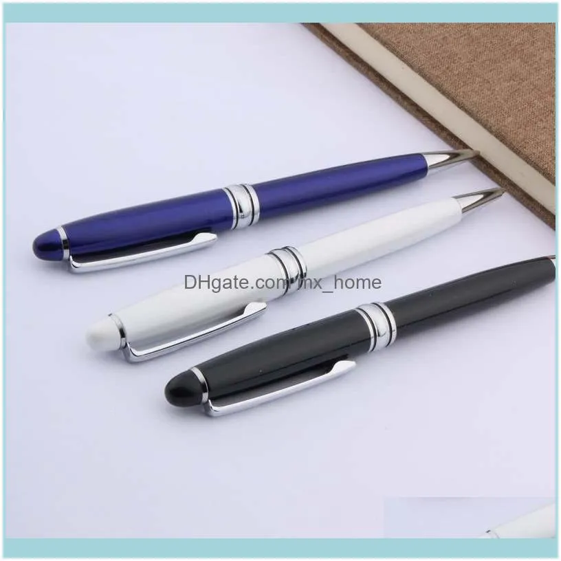office school metal silver blue black white 0.7mm classic Circles gift Ballpoint pen