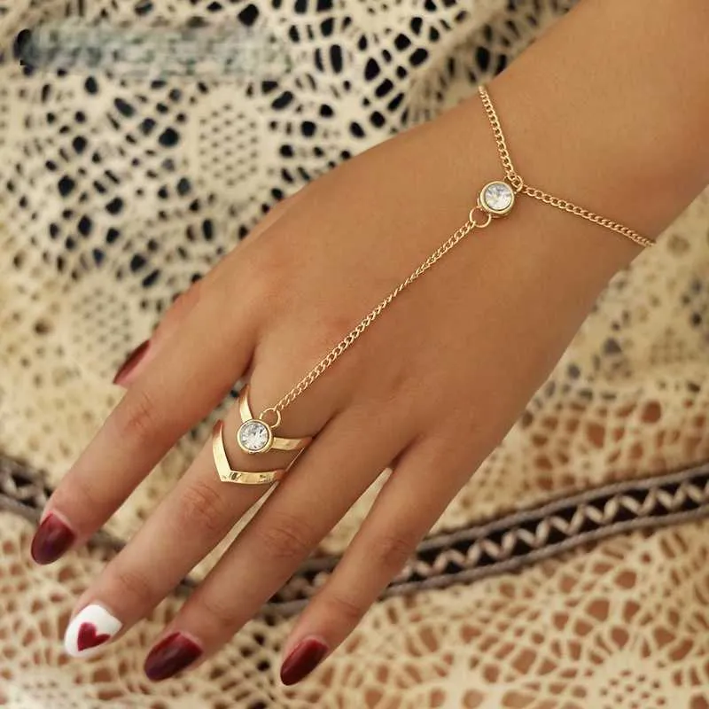 Stylish Gold Crystal Ring Bracelet For Women Fashionable Hand Back Chain With Bangles Egyptian And Arm Link Ornaments X0706 From Catherine07 10.51 DHgate.Com