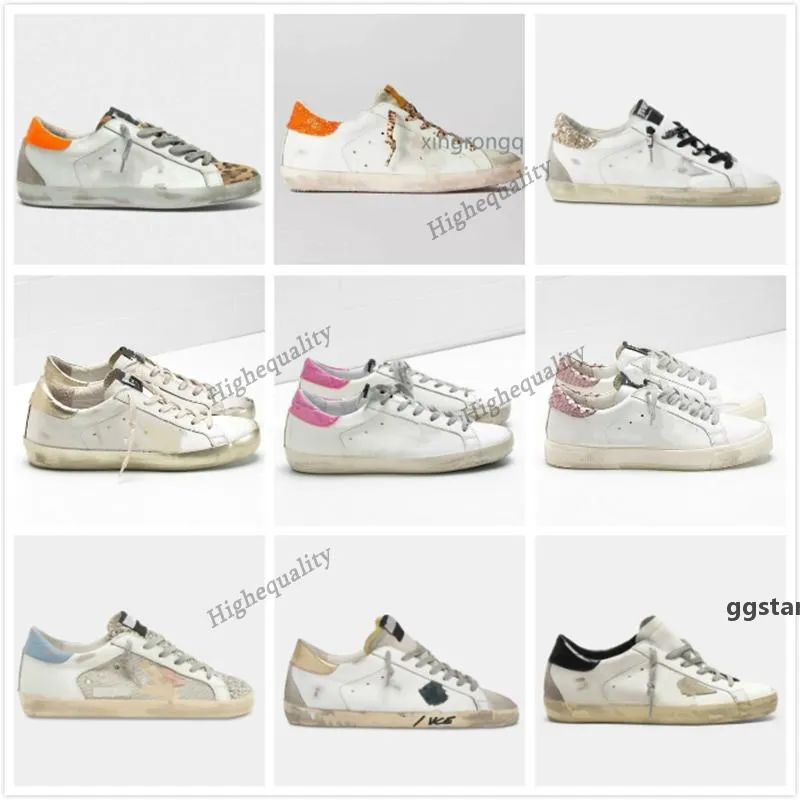 ﾄFashion Superstar Sneakers Повседневная обувь Италия Женщины Golden Sequin Classic White Do-Old Dirty Designer Pink Star Tennis