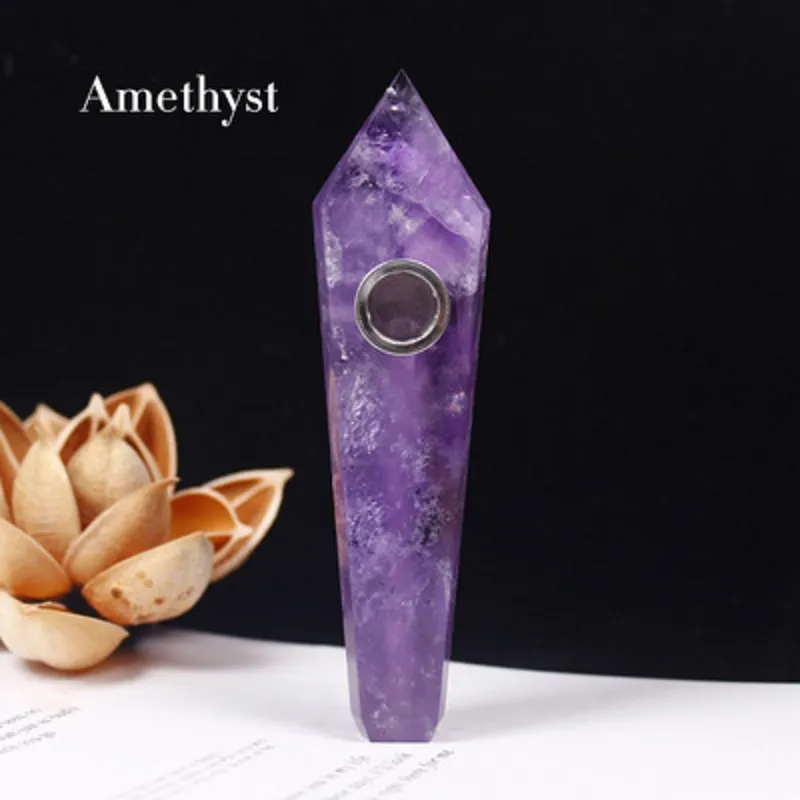 Natural crystal Amethyst Dream Energy stone Smoking Pipes for Smoke Tobacco Gemstone Pipe Tower Quartz Points with Gift Box