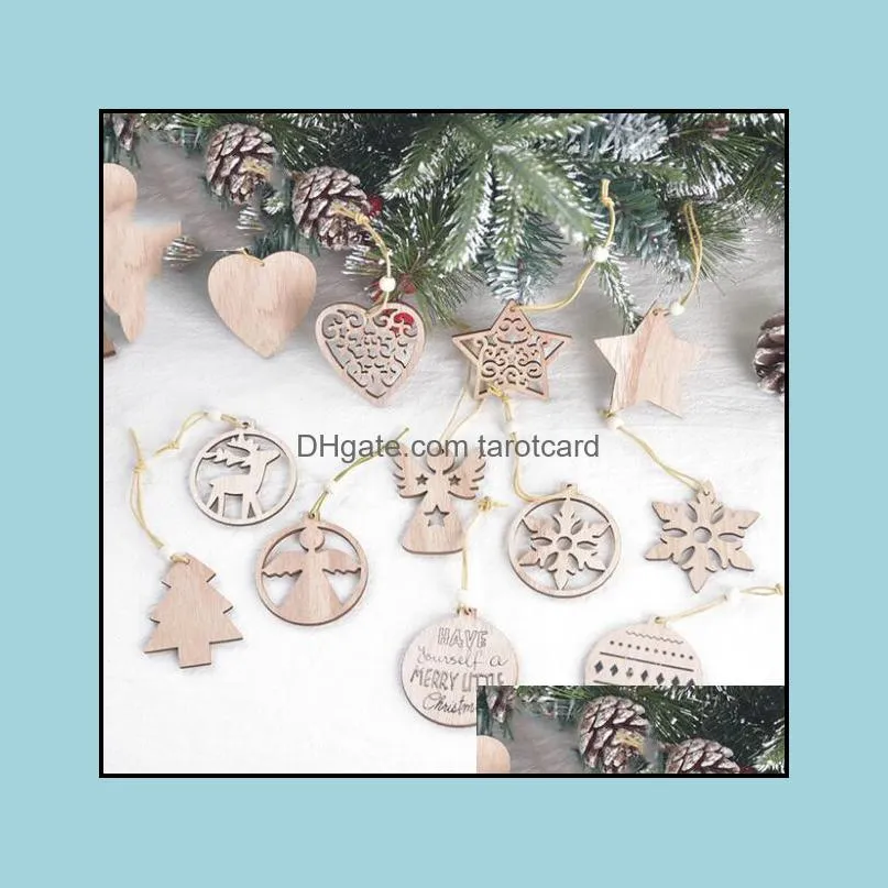 Christmas Wooden Decorations Exquisite Christmas Snowflake Pendant Laser Carved Wood Hollow Small Pendant Xmas Tree Ornament Wholesale