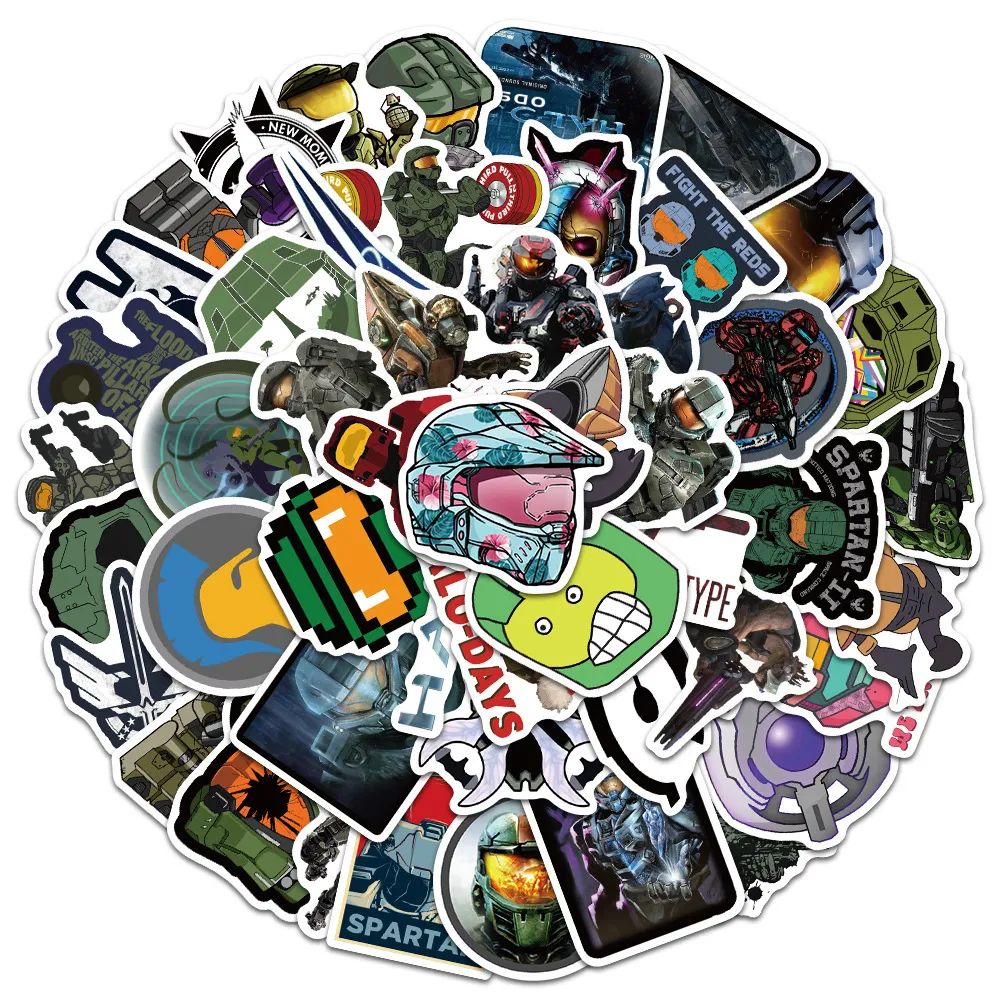 50 PCS Mixed Graffiti skateboard Stickers Juego de disparos en caliente Hallo Cartoon For Car Laptop Frigorífico Casco Pad Bicicleta Bicicleta Motocicleta PS4 libro Guitarra Pvc Calcomanía