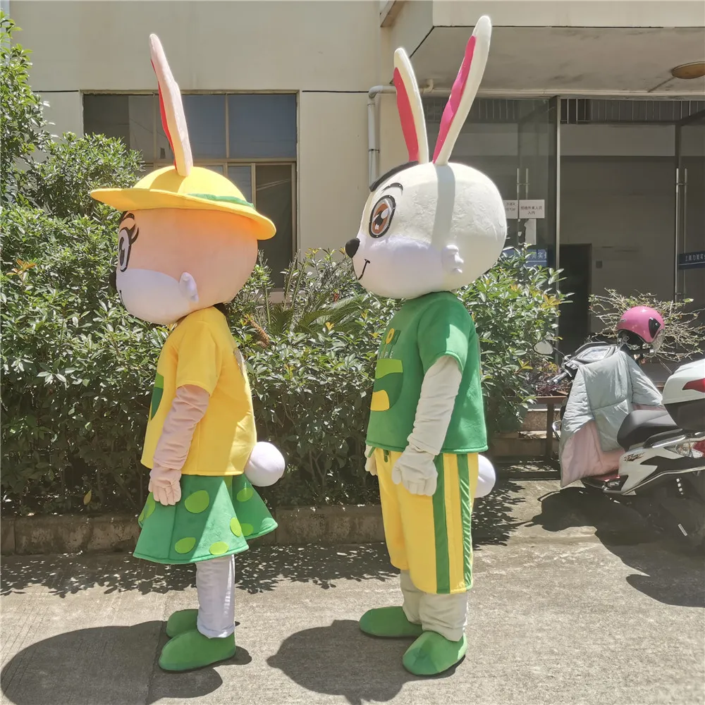 MaskottchenkostümeOstern Kaninchen Maskottchen Kostüm Bugs Bunny Hase Kleid Erwachsene Größe Komplettes Outfit Halloween Weihnachten Geburtstag Party Parade Anzüge