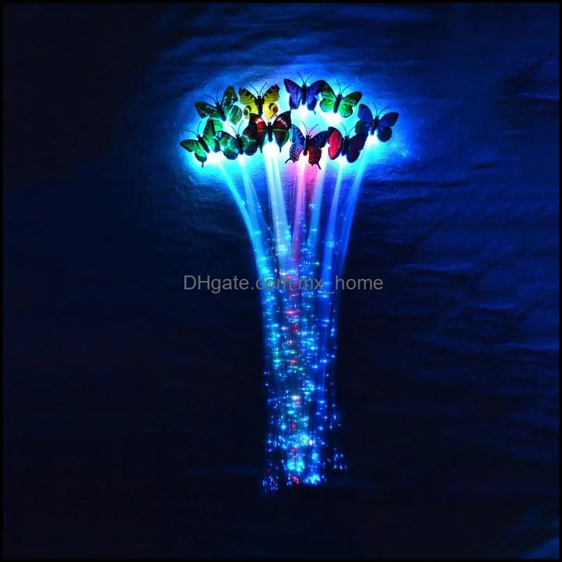 Led Luminous Colorful Butterfly Braid For Christmas Party Fiber Optic Hairpin Flash Braid Colorful Wig Headdress Free Shipping