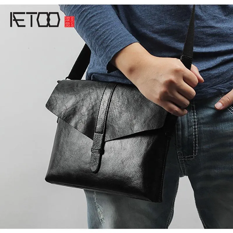 HBP AETOO sac à main en cuir véritable homme sac enveloppe mode décontracté couche de tête en peau de vache sac à bandoulière pour hommes d'affaires