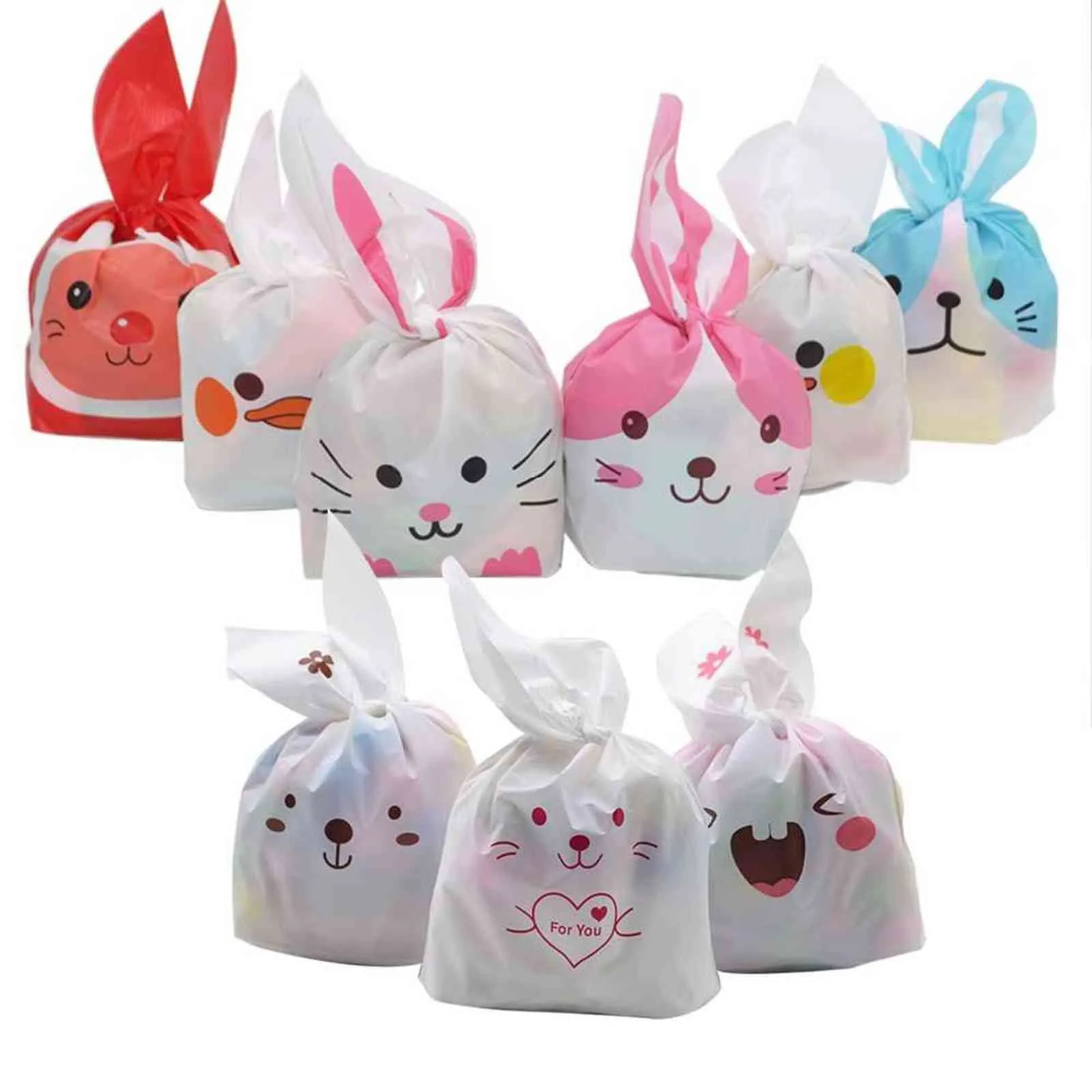 25pcs Long Bunny Rabbit Ears  Bags Candy Biscuit Packaging Bag Wedding Gift Food Bags Birthday Easter Party Supplies