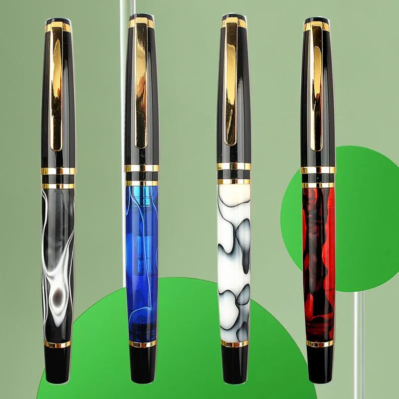 Fountain Pens Metal And Resin Celluloid Pen Beautiful Blue Marble Patterns Iridium 0.5MM Nib Writing Office Business Ink