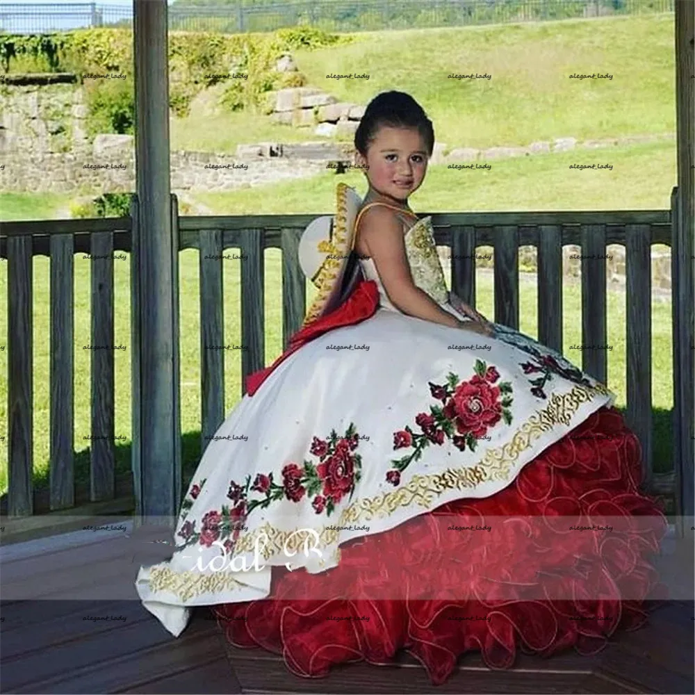 Baljurk borduurwerk bloem kinderen prinses jurk schoonheid pageant jurk puffy bloem meisje verjaardag jurk fotografie jurken