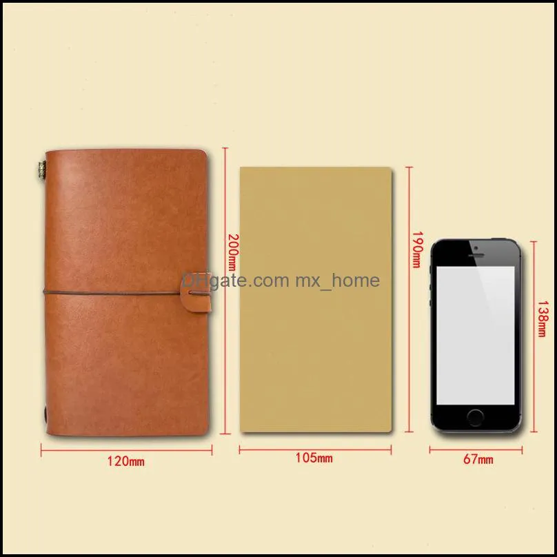Wholesale Retro Travel Notebook Blank Diary Notepad Vintage PU Leather Note Book Stationery Gift Traveler Journal Customizable VT1014