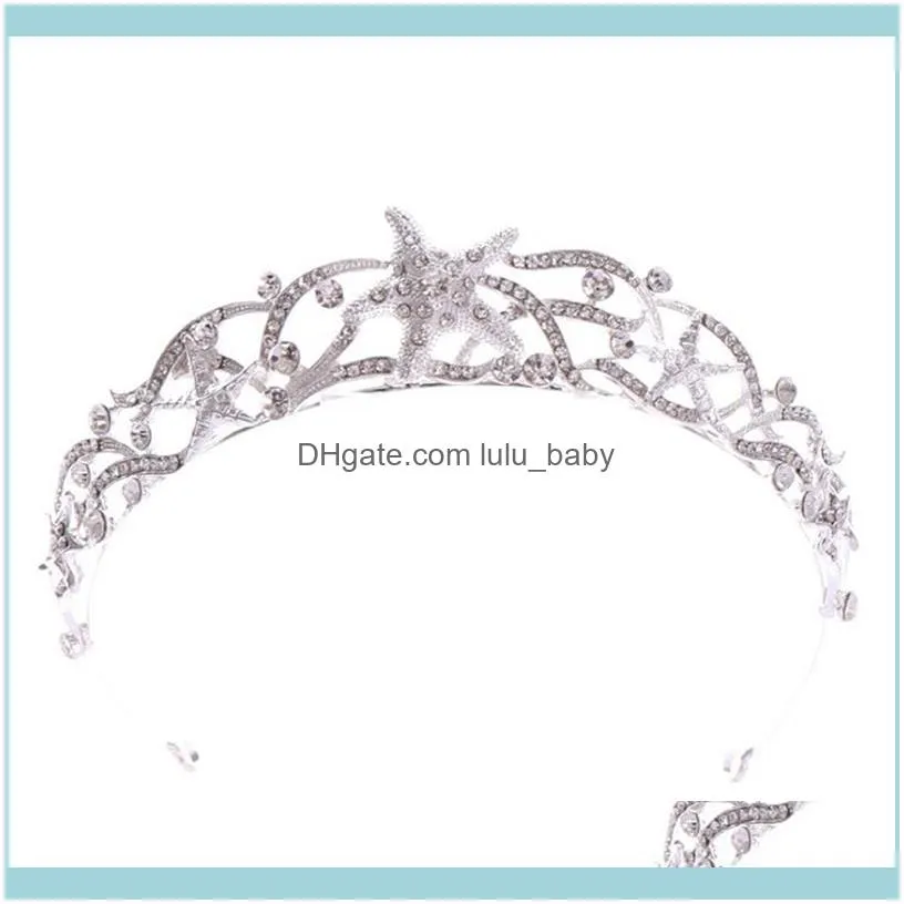 1pc New Sparkling Starfish Crystal Bridesmaid Bride Bridal Wedding Party Prom Princess Pageant Tiara Crown Fashion Hair Jewelry